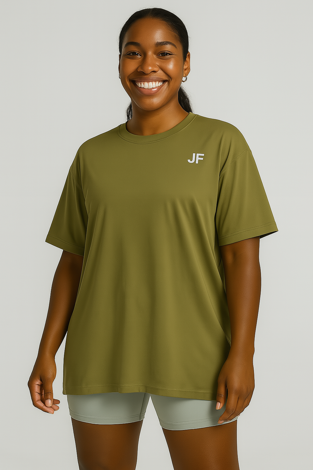 JogFit: "Flow" Oversized Performance Tee - Olive