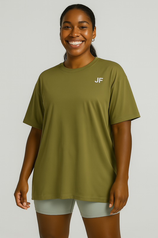 JogFit: "Flow" Oversized Performance Tee - Olive