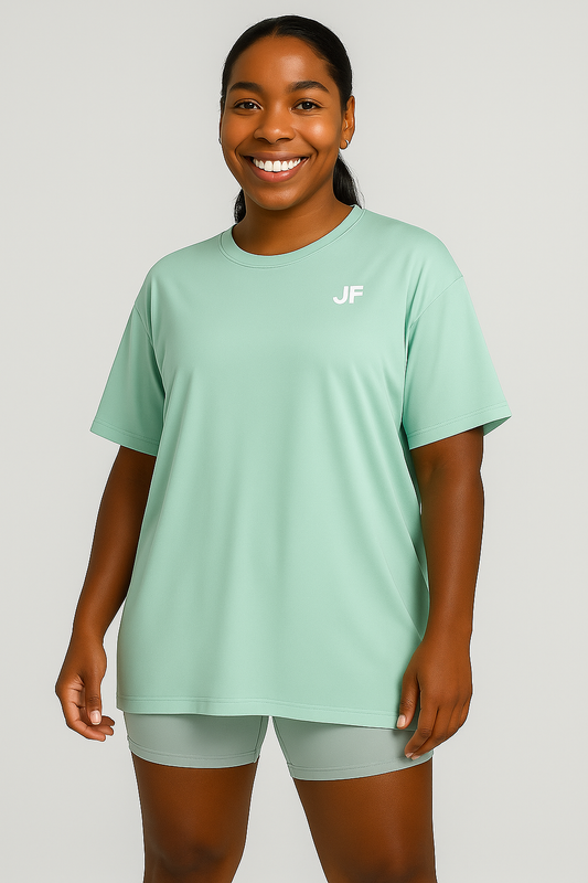 JogFit: "Flow" Oversized Performance Tee - Powder Blue