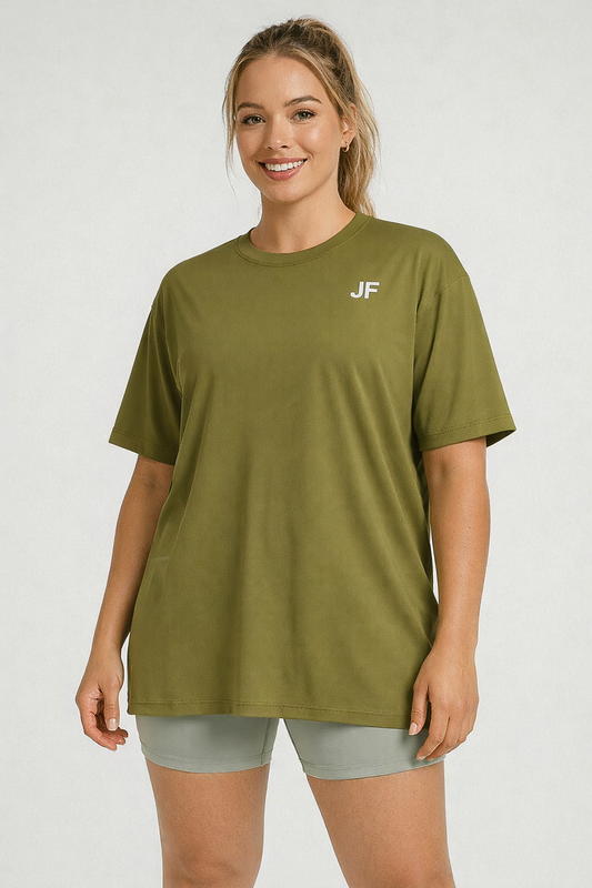 JogFit: "Flow" Oversized Performance Tee - Olive