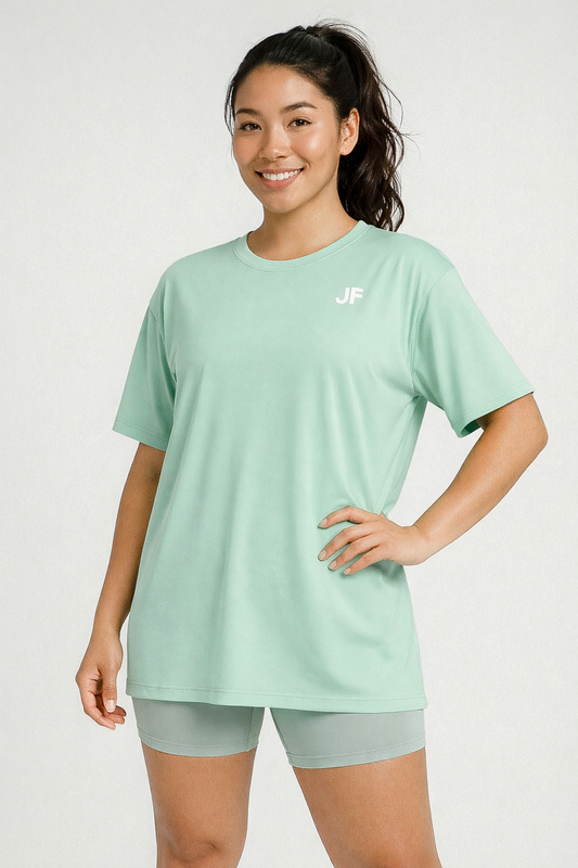 JogFit: "Flow" Oversized Performance Tee - Powder Blue